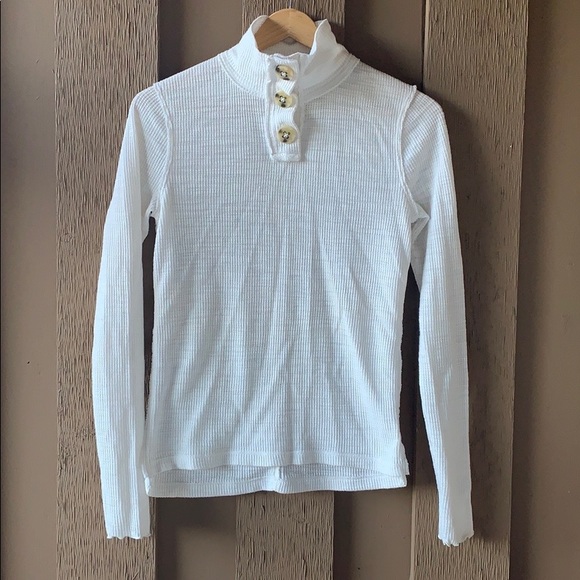 Free People Creme 3 Button Knit Henley Shirt - Picture 3 of 11